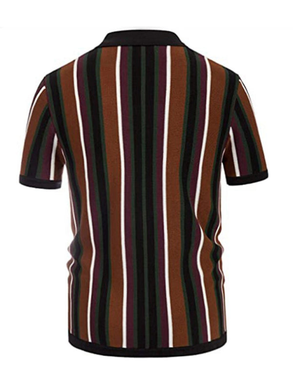 Breasted Stripe Short-Sleeve Shirt