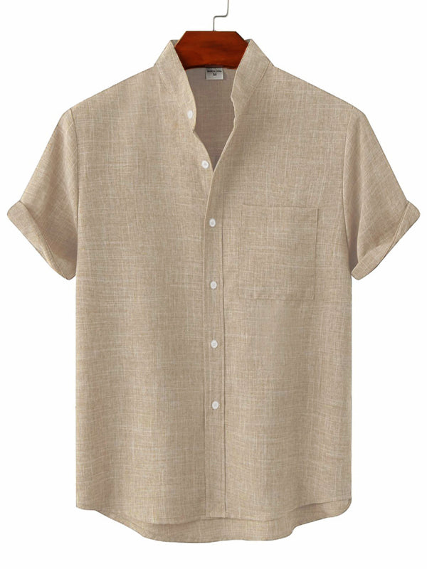 Casual Short-Sleeved Linen Shirt