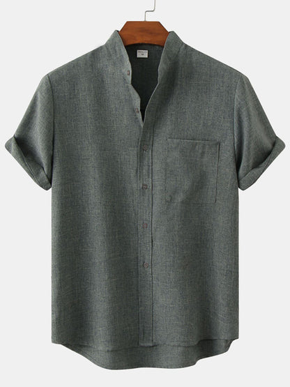 Casual Short-Sleeved Linen Shirt