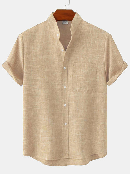 Casual Short-Sleeved Linen Shirt