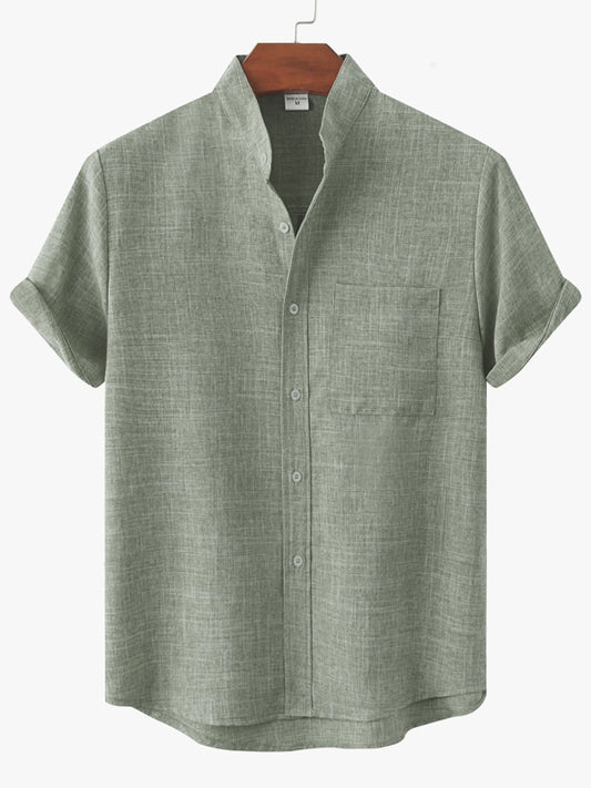 Casual Short-Sleeved Linen Shirt