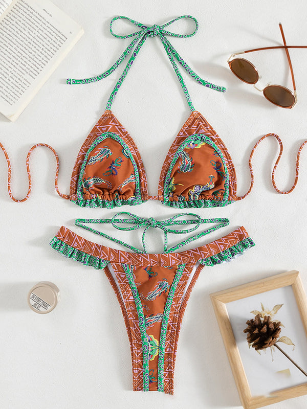 Ethnic Halter Neck Tie Bikini