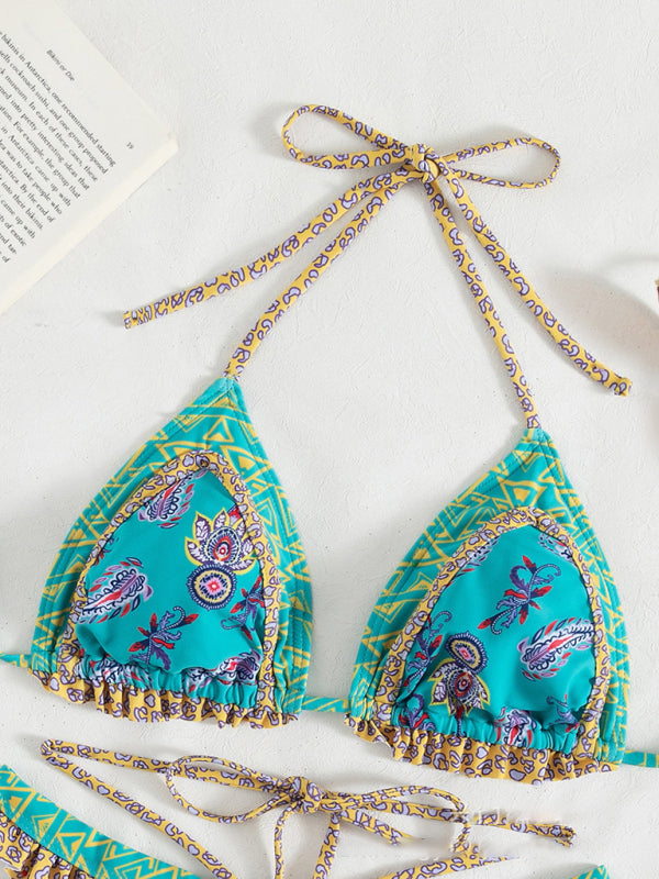 Ethnic Halter Neck Tie Bikini